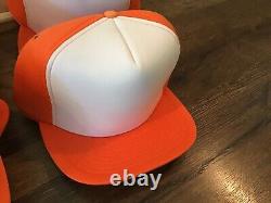 11 Nos Vintage 80's Blank Trucker Hipster Orange White San Sun Snapback Hat Cap