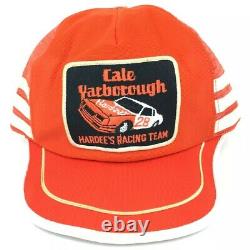 1970s Cale Yarborough Hardees Team NASCAR Patch Orange Snapback Trucker Hat Cap