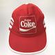 1970s Vintage Enjoy Coke 3 Striped Mesh Trucker Hat Cap Coca Cola Red White 70s