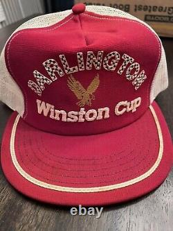 1980's Darlington Winston Cup Vintage Snapback Mesh Trucker hat Cap red NASCAR