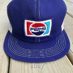 2 Vintage K-Brand Pepsi Snapback Hat Cap Trucker Pop Soda Cola Pair Lot Logo 70s