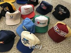 43 Vintage All Made in USA Snapback Trucker Hat Cap Lot