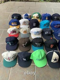 50 VTG 80s 90s 00s Sports Logo 7 Snapback Trucker Hat Cap Lot Specialties