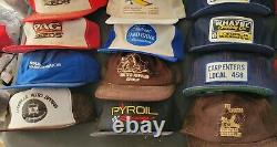 All USA Lot 0f 24 Vintage Mesh Snapback Flat Bill Trucker Hat Cap No Damage CAT