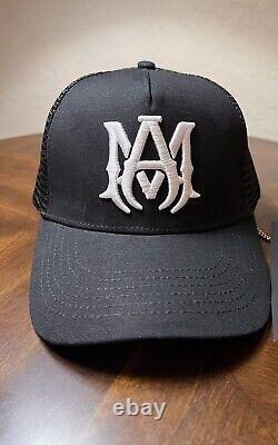 Amiri MA Logo Trucker Hat black and white brand new