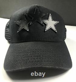 Authentic AMIRI 3 Leather Stars Black on Black Trucker Snapback Cap Hat