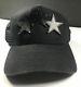 Authentic Amiri 3 Leather Stars Black On Black Trucker Snapback Cap Hat