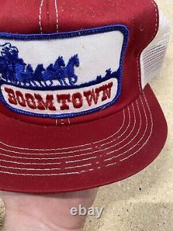BOOMTOWN K Brand Vintage 70's Trucker Hat Cap Snapback Mesh PLEASE READ