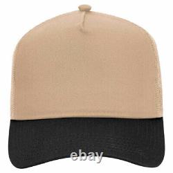 Black/Khaki Trucker Hat 5 Panel Mid Profile Adjustable Mesh Back Hat 1dz 32-285