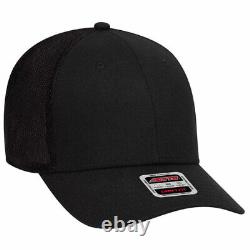 Black Trucker Hat 6 Panel Low Profile Mesh Back Baseball Cap 1dz New 83-1299