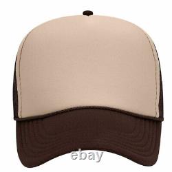 Brown/Tan/Brown Trucker Hat 5 Panel Mid Profile Mesh Back Hat 1dz New 32-467