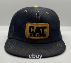 CAT Diesel Power Vintage 80s Patch Snapback Denim Trucker Hat Cap