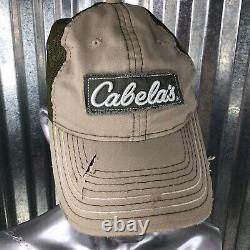 Cabela's Mens Destroyed Truckers Baseball Cap Green Kaki Trucker Hat One Size
