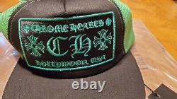 Chrome Hearts Mens Trucker Hat Green Black CH logo Mesh Cap Snap Back