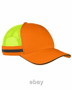 Custom Trucker Caps, Safety Orange With Reflective Safety Features INCLUDES PRINT