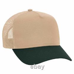 Dark Green/Khaki Trucker Hat 5 Panel Mid Profile Mesh Back Hat 1dz New 32-285