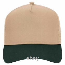 Dark Green/Khaki Trucker Hat 5 Panel Mid Profile Mesh Back Hat 1dz New 32-285