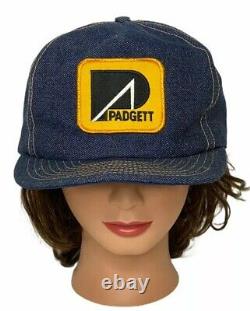 Denim Louisville MFG Trucker Hat Cap Padgett Crane USA Made Vintage Snapback