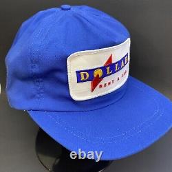 Dollar Rent A Car Hat Cap Vintage 80s 90s Trucker Blue Large Elastic