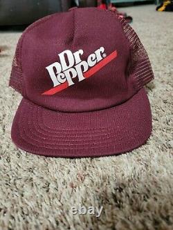 Dr. Pepper SnapBack Mesh Trucker Hat Cap. Rare red underline. 80s Era. Vintage