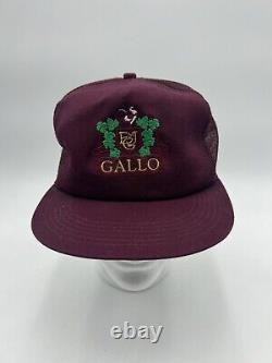 Ernest and Julio Gallo Vintage Truckers Mesh Hat Cap Snapback Maroon Red RARE