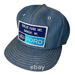 Ford Patch Light Denim SnapBack Trucker Hat Cap USA Dealership Farm Vintage Wisc
