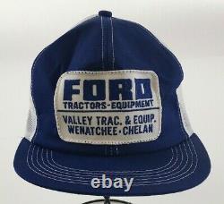 Ford Tractor Vintage Hat 80's Snapback Trucker Mesh Foam Patch K Brand Cap EUC