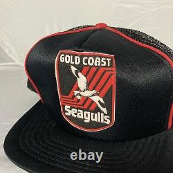 Gold Coast Seagulls NRL Snapback Cap Vintage Trucker Hat Mesh Black Red White