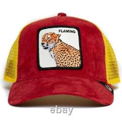 Goorin Animal The Farm Trucker Baseball Snapback Hat Cap Flaming Hot Cheetah Red