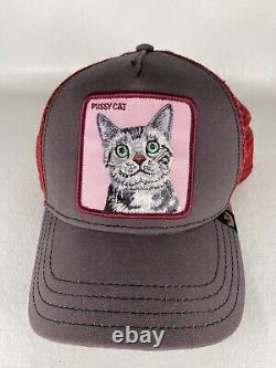 Goorin Bros Animal Farm Trucker Snapback Hat Cap Whiskers Pussy Cat RARE EUC