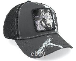 Goorin Bros Animal The Farm Trucker Snapback Hat Cap Asphalt Jungle Wolf Black