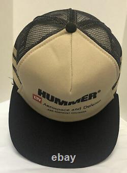 Hummer AM General 3 Three Stripe Mesh Foam Snapback Trucker cap Hat Made USA vtg
