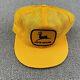 John Deere Trucker Hat Louisville Mfg Snapback Cap Patch Mesh Yellow Black Vtg