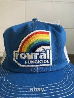 K Brand Snapback Hat Rovral Fungicide Vtg 70s Trucker Mesh Rainbow Patch Usa Cap