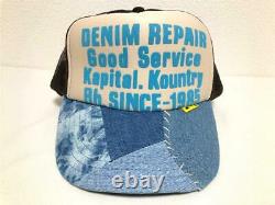 Kapital DENIM REPAIR SERVICE PT denim truck cap hat trucker brown cream