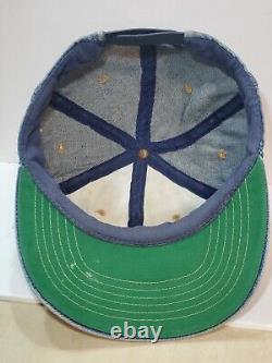 Levis Denim Trucker's Hat Cap Dark Leather Patch Orange Tab Snapback vtg rare