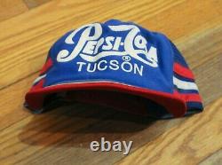 Lot 2 Vintage MADE IN USA 3 STRIPE Pepsi Cola Tucson AZ Trucker Hat Baseball Cap