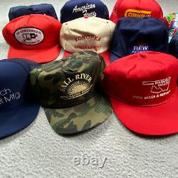 Lot Of 12 Mixed Vintage Snapback Trucker Caps Strapback Hats Cobra USA Camo Rope