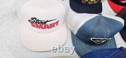 Lot Of 33 Vintage Advertising Hat Trucker Cap Mesh Back Snapback