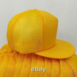 Lot of 11 Vintage Yellow Yupoong Foam Trucker Blank Plain Snapback Hat Cap Rope