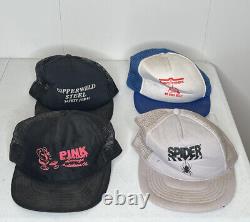 Lot of 20 Vtg Trucker Patch Hats MLB OHIO NBA USA 80s 90s Cap Snap Back Hat