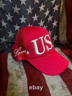 Love, America USA Red Colored Trucker Hat