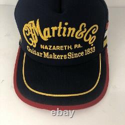 Martin & Co Guitars Rare Vintage MADE IN USA 3 STRIPE Trucker Hat Cap Snapback