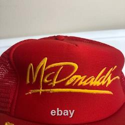 Mcdonalds Trucker Hat Mens Large Red Snapback Cap Script Gold Leaf Vintage