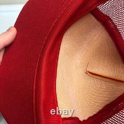 Mcdonalds Trucker Hat Mens Large Red Snapback Cap Script Gold Leaf Vintage
