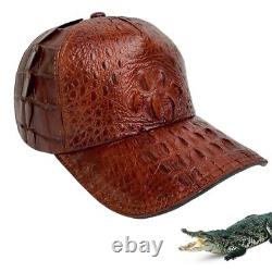 Men's Brown Trucker Hat Alligator Leather Baseball Caps Snapback Christmas Gift