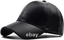 Men's Genuine Leather Baseball Cap Solid Outdoor Snapback Hip Hop Trucker Hat