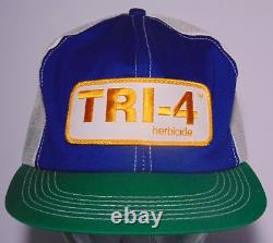 NEW 80s TRI-4 HERBICIDE FARM PATCH VINTAGE TRUCKER HAT CAP KProducts MADE IN USA