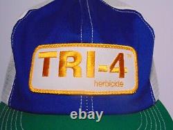 NEW 80s TRI-4 HERBICIDE FARM PATCH VINTAGE TRUCKER HAT CAP KProducts MADE IN USA