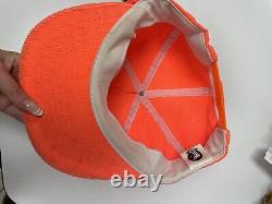 NOS New Vtg ACE Alaska NEON Orange TRUCKER Hat CORDUROY Snapback WOLVES Wolf Cap